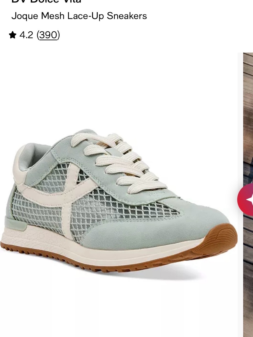 New DV by Dolce Vita Joque Mesh Lace-Up Sneakers — Mint/White W SZ 6
